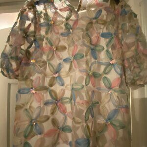 Entro sheer top with sequins, liner, size large, nwt